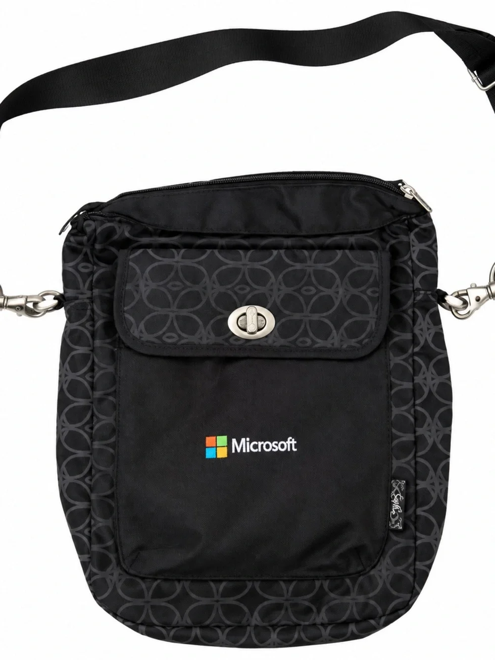 Microsoft x Thirty-One Black Geometric Crossbody Messenger Bag